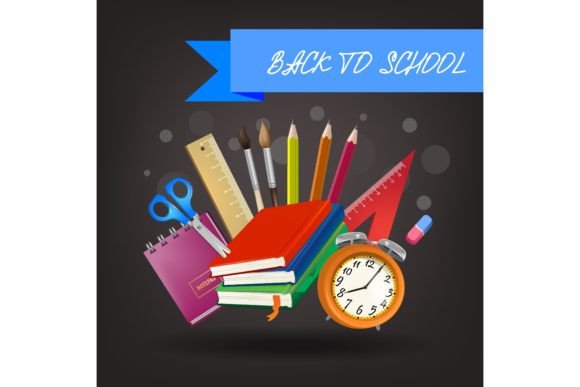 Back to School Lettering on Blue Ribbon