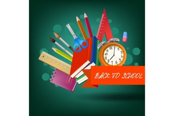 Back to School Lettering on Red Ribbon W