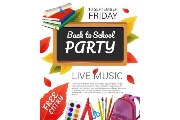 Back to School Party, Live Music Flyer D: A Versatile Design Framework for Seasonal Community Engagement