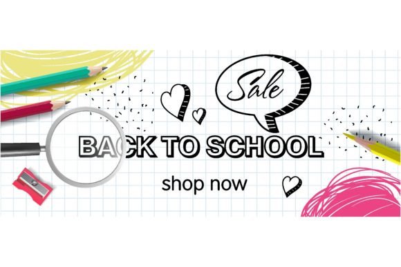 Back to School, Shop Now Lettering